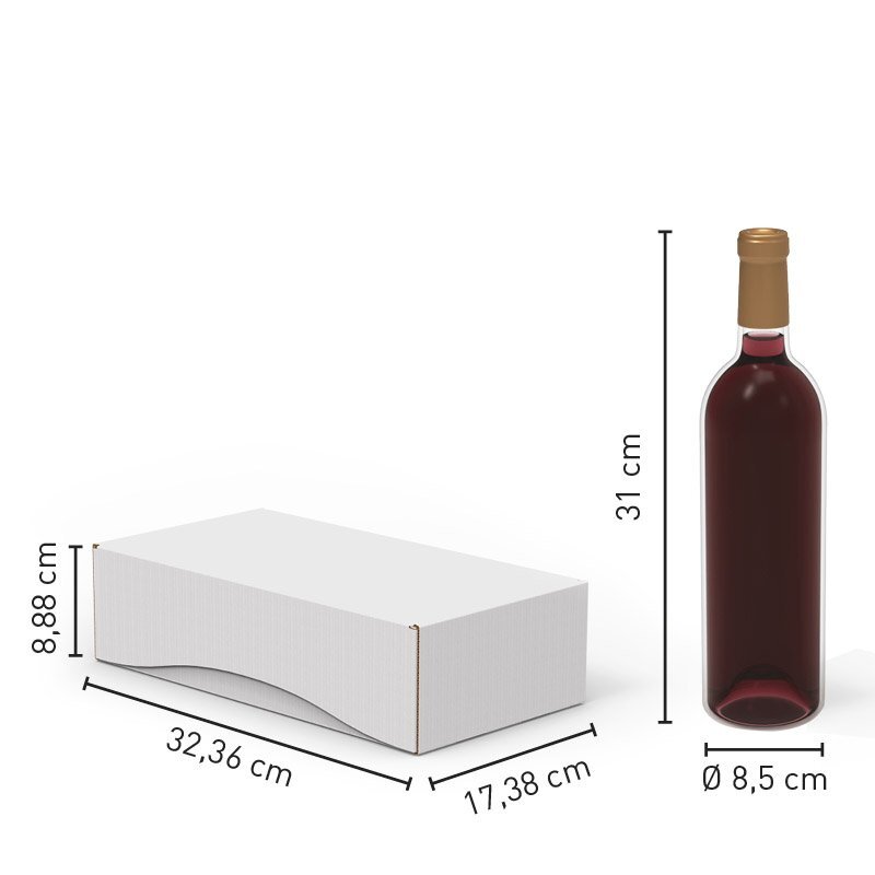 Scatola in cartone Microonda 1,8 mm per due bottiglie di vino