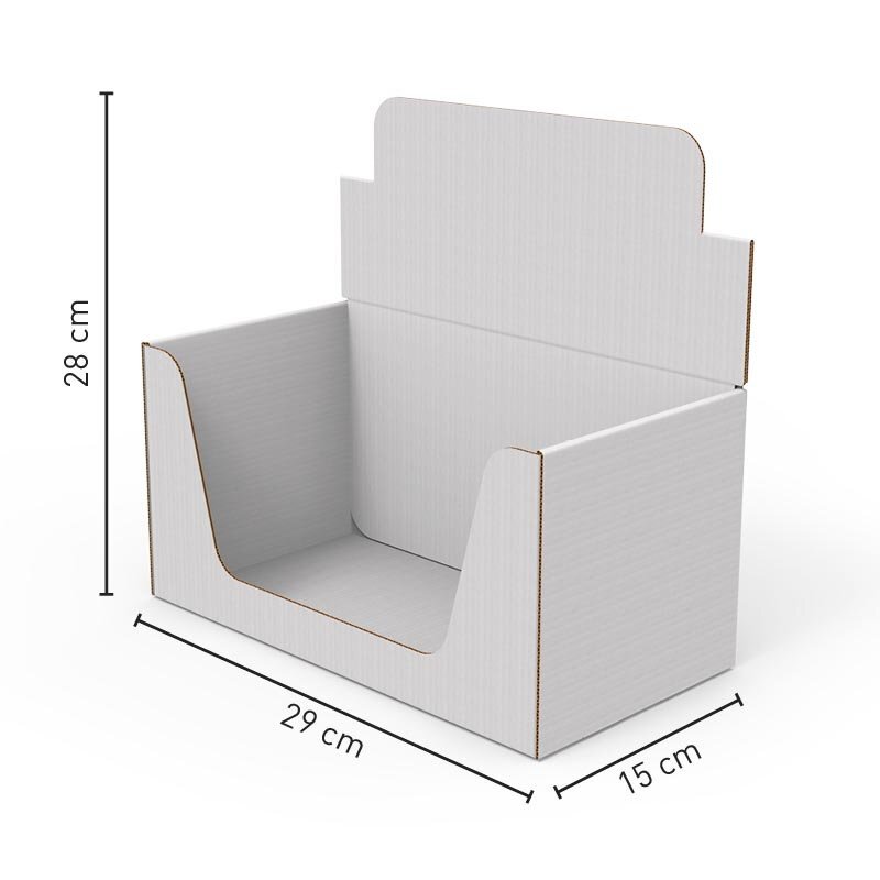Scatola di cartone utilizzabile anche come espositore da banco porta prodotti formato 29 X 15 X 15 c