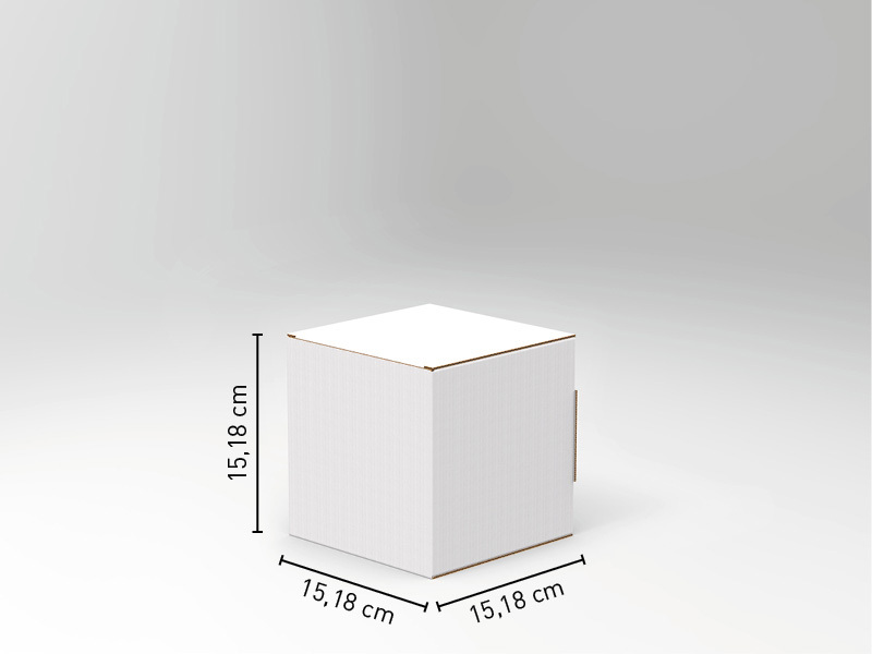 Cubo espositore da banco formato 15,18 X 15,18 X 15,18 cm, realizzato in cartone Microonda 1,8 mm